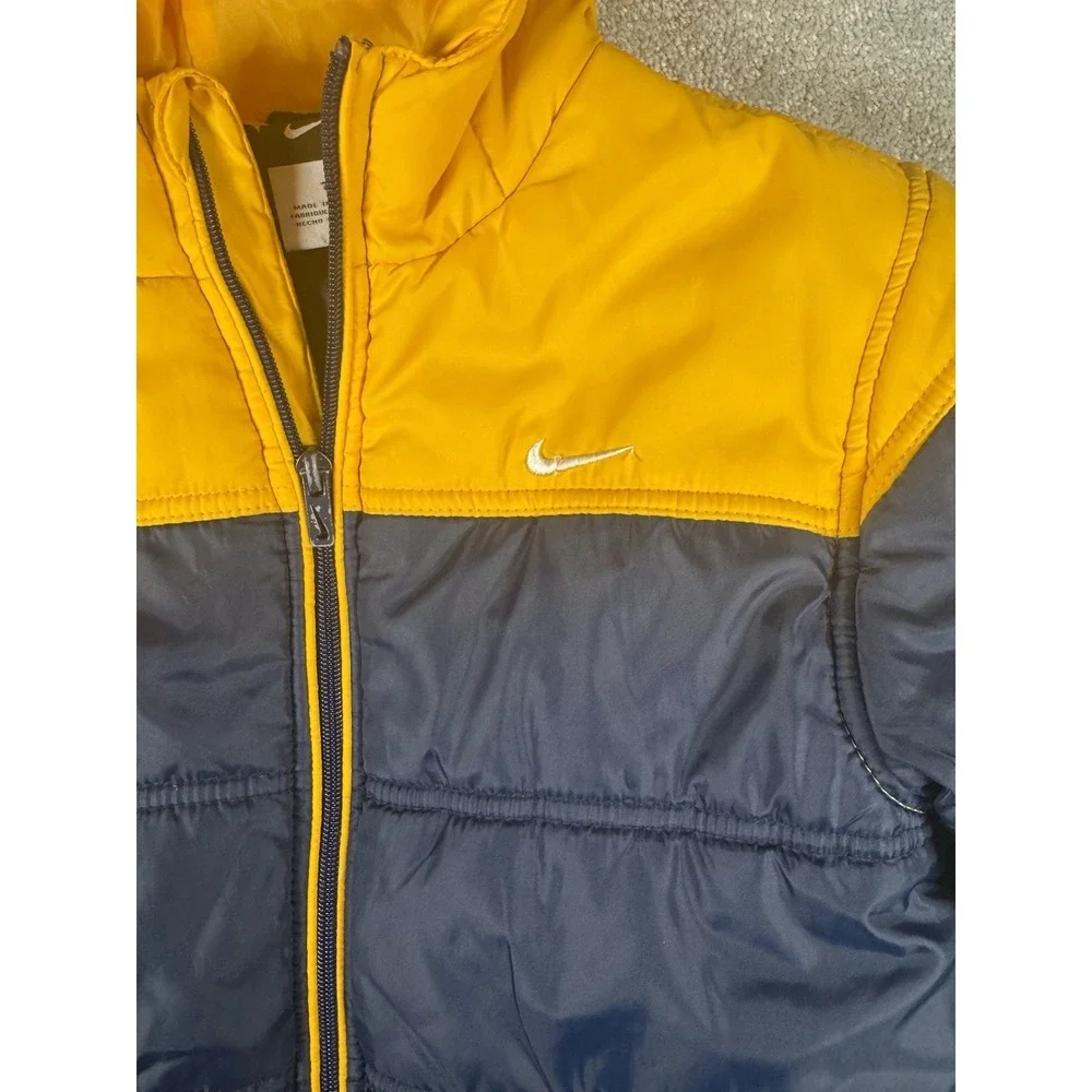 Nike‎ Puffer Hooded Jacket Navy And Yellow Kids Size 7